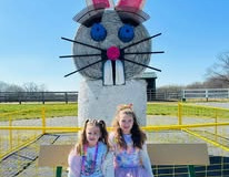 Easter-Hay-Bale-Bunny-with-girls